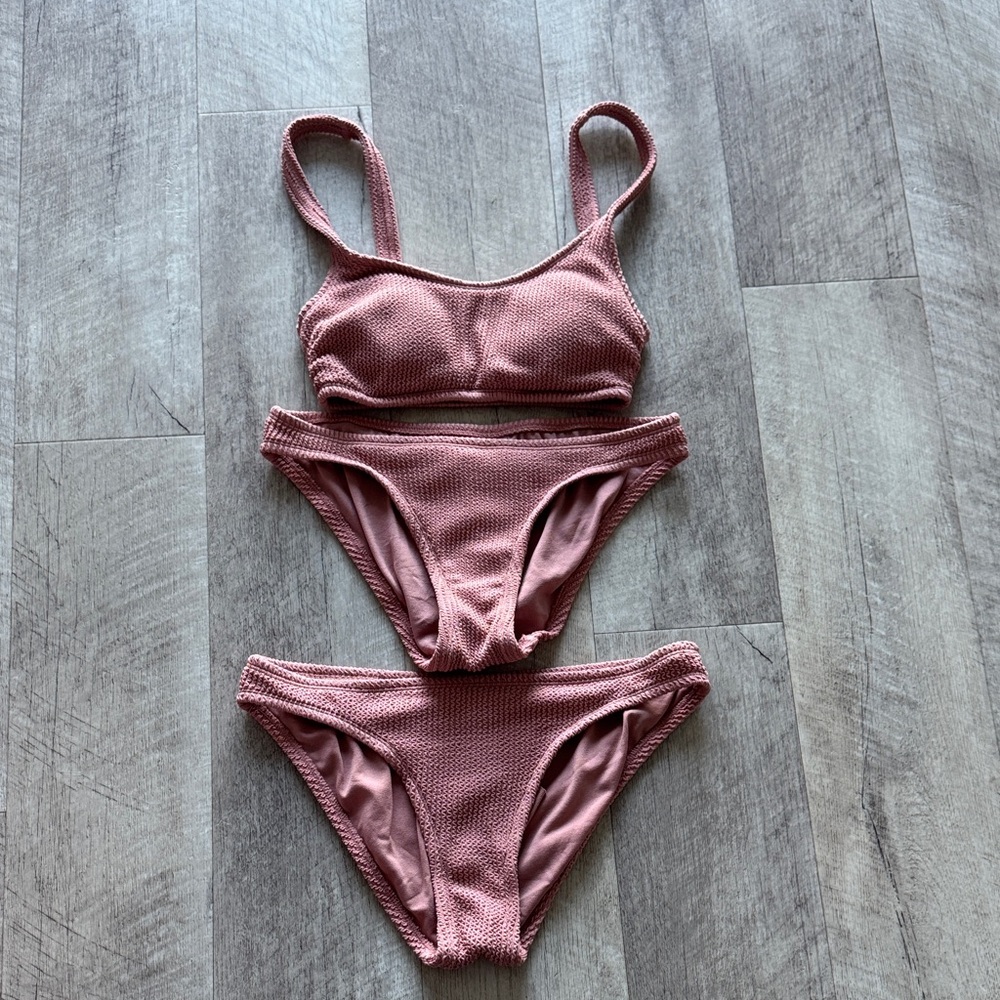 Textured Rose Pink Bikini Set - Women